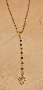 Y-drop rosary necklace ruby