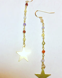 technicolor star earrings