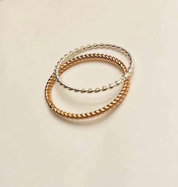 twisted braid ultra thin stacking ring